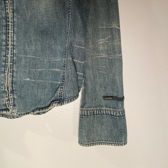 Diesel Denim Zip front Shirt with Pink Stitch Details - Picture 2 of 4